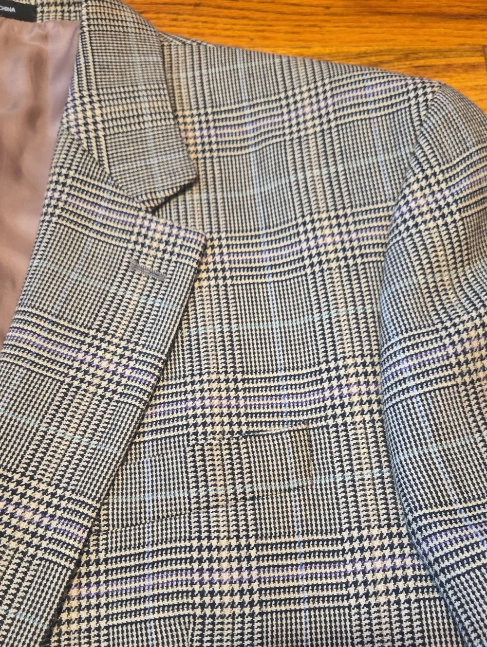 Lauren Ralph Lauren Lambswool Blazer 44R Glen Plaid Sport Coat Jacket Grey Tweed